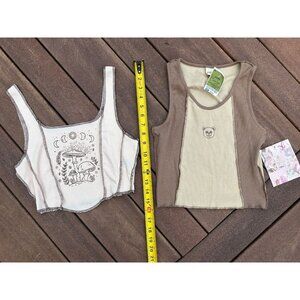 Youth Juniors Crop Top Tank Mushrooms & Ross Tank Top -Sz XS & S